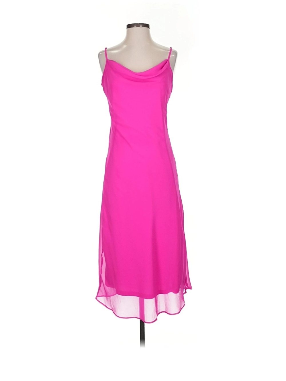 Hot Pink, Magenta, Fuscia Cowl Neck Midi Slip Dress XL